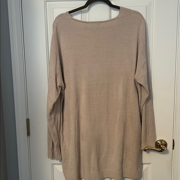 Barefoot Dreams Soft Taupe V-Neck Sweater - Picture 4 of 4